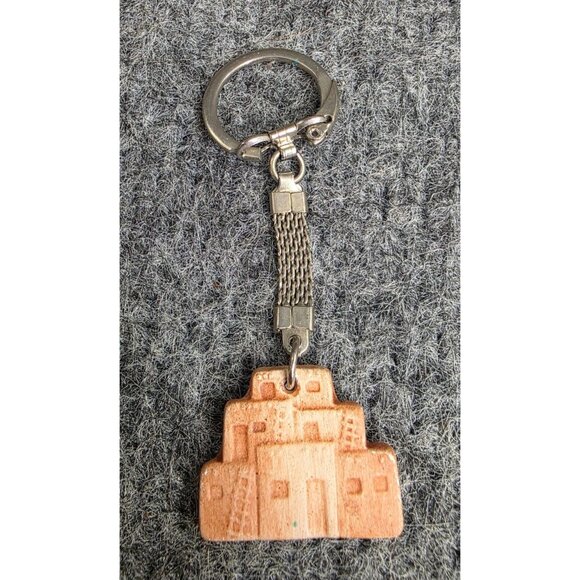 Southwestern Adobe Pueblo Ceramic Keychain 90s - Picture 1 of 3